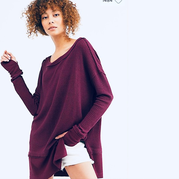 Free People Womens North Shore Thermal Top Shirt Size S